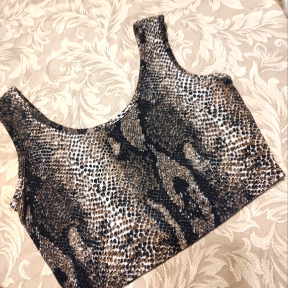 🤎 Sexy PinUp 2-Piece Snake Print Crop top & Midi Skirt - S - Picture 12 of 14